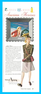 Avon cosmetics woman female soldier at war Molly Pitcher vintage print ad 1943 - Picture 1 of 3