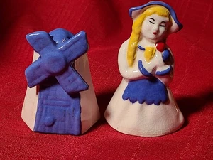 Vintage Dutch Girl And Windmill Salt And Pepper Shakers - Picture 1 of 6