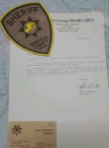 Patch sceriffo contea Oregon Yamhill vintage obsoleta con nota - Foto 1 di 6