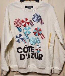 Peanuts Snoopy Cote d'Azur Graphic Women's Sweatshirt Size SMALL - NEW - Picture 1 of 4