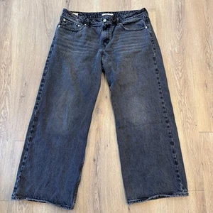Levi Strauss Premium Women's Low Loose Wide Leg Jeans Black Wash Size 33x30 - Picture 1 of 7