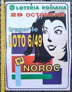 Romania, 2000, Vintage Lottery Draw Advertising Poster - Loto 6/49 & Noroc - Picture 1 of 1