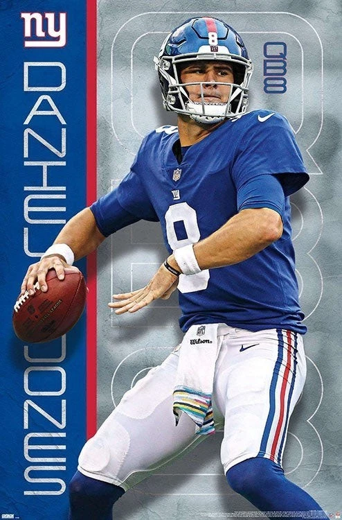 Póster Daniel Jones New York Giants QB 8 foto de acción 12x8 pulgadas letrero de metal Foto 1 de 1