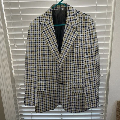 Chaqueta Blazer De Colección Años 60 John Blair Para Hombres LSU Púrpura Dorado Pata de Gallo Fútbol Talla L Foto 1 de 4