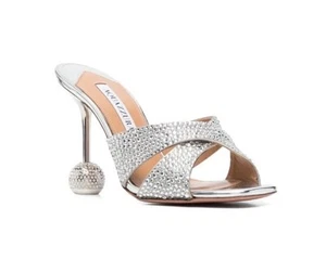 Aquazzura Yes Darling Crystal Pantolette 95 in Silber Gr. 37,5 Neu mit Karton - Bild 1 von 10