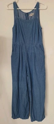 Mono Madewell Mujer Talla 2 Azul Denim Look Mezcla Lino Bolsillos Foto 1 de 4