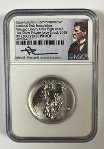 2018 Saint Gaudens Winged Liberty Ultra High Relief 1 oz Reverse Proof NGC PF 70 - Picture 1 of 4