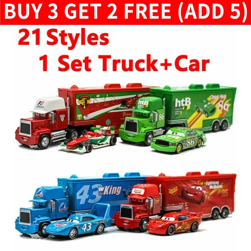 Camión de transporte Disney Pixar + Corredores de vehículos de metal fundido a presión coche de juguete fiesta niños regalo Foto 1 de 2