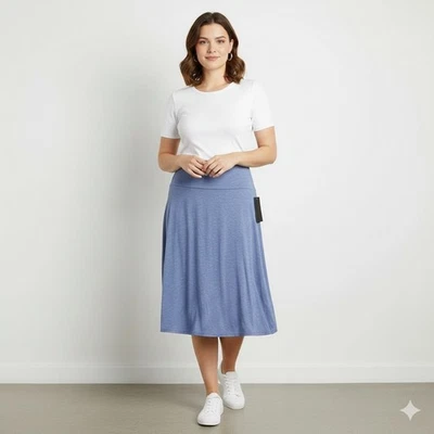 NUEVO CON ETIQUETAS Falda Tejida Tiana B Jersey Para Mujer Talla L Azul Cintura Línea A Acampanada Elástica Foto 1 de 4