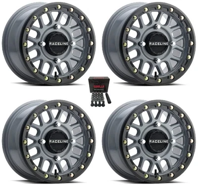 Raceline Podium Beadlock UTV Wheels/Rims Grey 15" Can-Am Commander Maverick (4) Foto 1 de 3