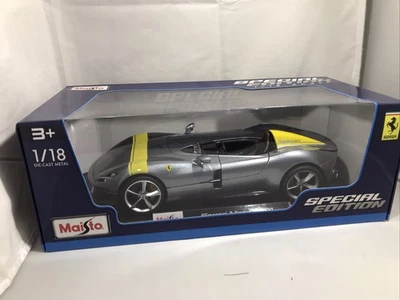 Modelo de coche diecast Ferrari Monza SP1 Maisto edición especial escala 1:18 - plateado Foto 1 de 4