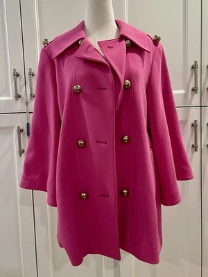 Women's Pink Coat Halogen Atlantic- Pacific XS Button Flair Sleeves Lined - Image 1 of 4