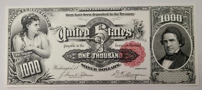 Fr. 346e 1891 $1000 Silver Certificate "Marcy" Series BEP Obverse Proof Print - Image 1 of 2