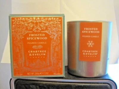  Candelabro de vidrio Crabtree & Evelyn FROSTED SPICEWOOD ~ Nuevo en caja 7,1 oz  Foto 1 de 4