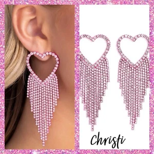 Paparazzi Jewelry ~Sumptuous Sweethearts~ Pink Post Earrings BLING BNWTs 🔥 - Picture 1 of 7