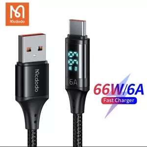 Mcdodo LED Display Type C USB 66W 6A PD Cable SuperCharge Data for Huawei 1.2m - Picture 1 of 6
