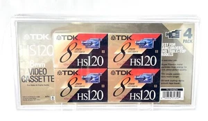 Nuevo paquete de 4 cintas de videocassette TDK HS120 8 mm sellado de alto estándar - Imagen 1 de 2
