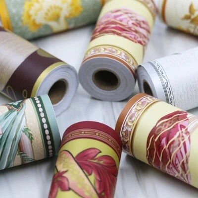 Papel de parede 9M autoadesivo borda contorno adesivos floral PVC decoração moderna - Imagem 1 de 4
