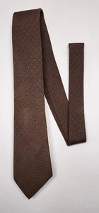 Neiman Marcus Narrow Foulard Pattern Brown Silk Tie Handmade 2 7/8" Width* - Picture 1 of 7