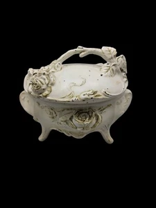 Antique Jewelry Casket Trinket Box Fabric Lined Victorian Style Early 1900s - Picture 1 of 13