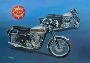 BSA Gold Stern Rakete Gold Stern Britisches Motorrad Motorrad Leer Geburtstagskarte - Bild 1 von 1