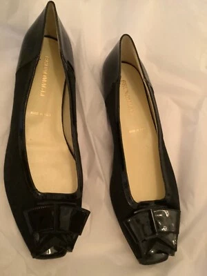 NOVO Sapato Feminino Bruno Magli Biqueira Aberta com Detalhes de Couro Patente Preto - 42 - Imagem 1 de 4