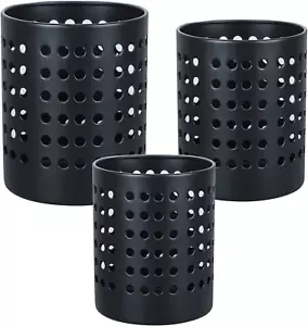 round Black Metal Utensil Holder Set of 3 - Caddy & Organizer for Drying Cooking - Picture 1 of 6