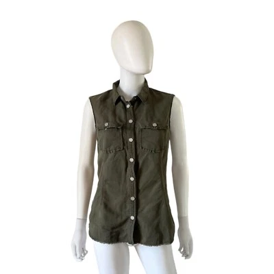 Zadig & Voltaire Military Button Up Military Vest Green Medium - Image 1 of 4