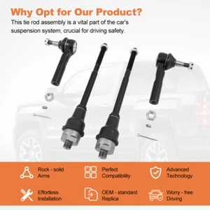 4X Front Inner Outer Tie Rod End for Yukon Silverado Sierra 1500 Tahoe Avalanche - Picture 1 of 9
