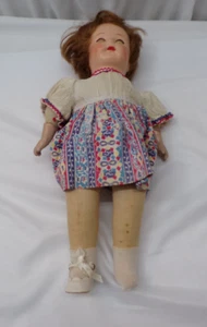 Peluca restaurada facial de tela y composición muñeca coqueteada flossie ideal vintage reemplazada - Imagen 1 de 9