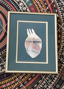 Galería de arte de pared enmarcada Acuarela de arte firmado por Carol Grigg 'Máscara de lo no hablado' - Imagen 1 de 6