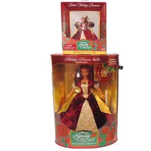 VTG Set 2 Holiday 1997 DISNEY PRINCESS BELLE 12" + Mini DOLL Beauty & The Beast! - Picture 1 of 5