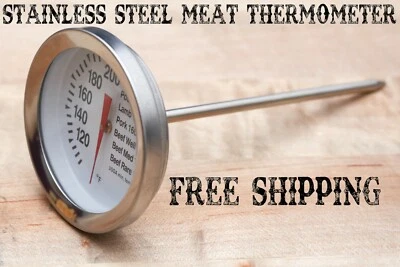 Stainless Steel Meat Thermometer Poultry Lamb Pork Beef Well Med Rare - Image 1 of 4