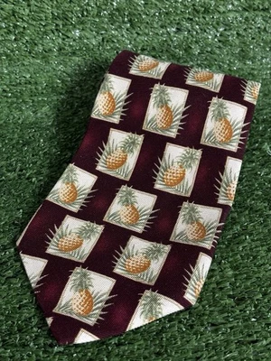 Corbata Tommy Bahama Clásica Diseñador Cuadros Piña 100% Seda Foto 1 de 3