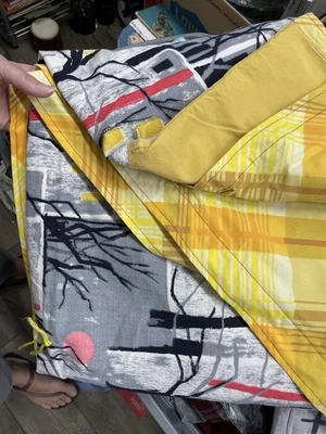 Cobertor MCM abstrato 2 dobras feito à mão amarelo/laranja/preto tamanho duplo - LEIA - Imagem 1 de 4