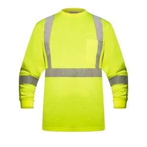 High Visibility Fluorescent Safety T-Shirt - Full Sleeve - 100% Poly Knit (Me... - Picture 1 of 3