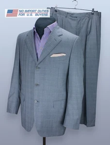 Canali Men Suit Three Button Super 120s 2 Piece Glen Plaid Grey Wool Size 54R - Picture 1 of 24