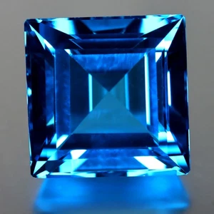 Piedra topacio azul suizo Brasil 22,79 ct princesa de gran aspecto (15,03 x 15,00 mm) - Imagen 1 de 3