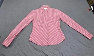 Ann Taylor Loft Damen LS Bluse rosa n weiß gestreift Größe 2 - Bild 1 von 13