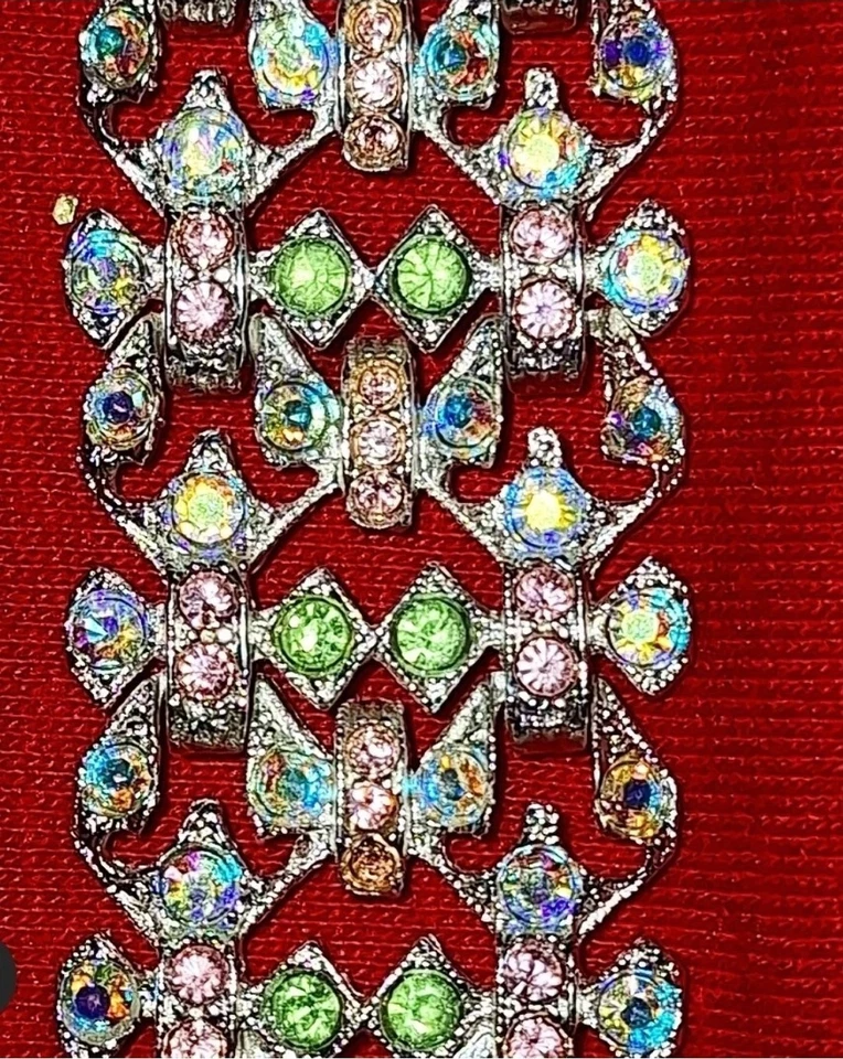 Pulsera RJ Graziano Cristales Austriacos Mujer Vintage Años 90 Rosa Celadón Verde Foto 1 de 4