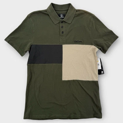 Camisa Polo Volcom Stoney Baloney Para Hombres Pequeña Manga Corta Color Block Verde NUEVA Foto 1 de 4