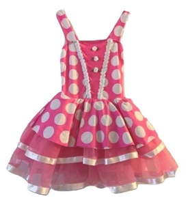 Dance Wear Style 0249 Pink Polka Dot Tap Jazz Dance Revolution Dancewear Sz MC - Picture 1 of 11