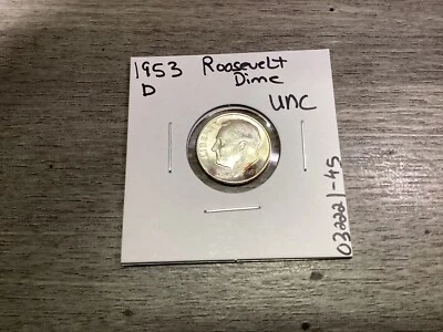 Moneda de diez centavos de plata D Roosevelt 1953 sin circular de Denver Mint 032221 45q Foto 1 de 4