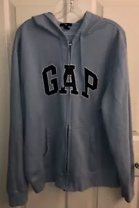 Felpa con cappuccio zip classica GAP arco blu cielo XL unisex ricamata - Foto 1 di 5