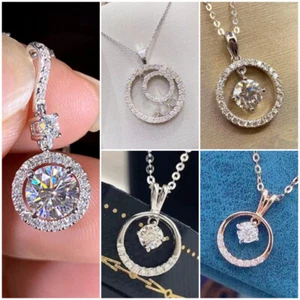 Cubic Zircon Gioielli Donna Splendida Collana Ciondolo Argento 925 Riempita,Oro Rosa - Foto 1 di 19
