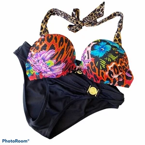 Victoria’s Secret Animal Print Bombshell Bikini Top Size 32B Bottoms size small - Picture 1 of 12