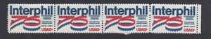 AUCT1304) US 1976, INTERPHIL Pennsylvania Strip of 4, no gum - Picture 1 of 1