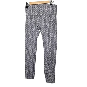 Lululemon Dark Grey Wunder Under Cropped Leggings With Black & White Stripes 10 - Imagen 1 de 8