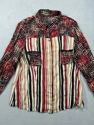 Camisa Le Caviar Abotonada Mujer Grande Negra Tachonada Broches Manga Larga Damas Foto 1 de 4