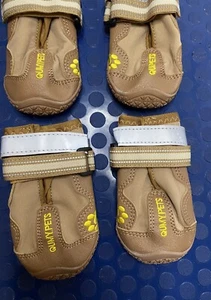 Size 3 Dog Shoes Brown W/ Reflective Strips By Qumy Pet - Picture 1 of 6